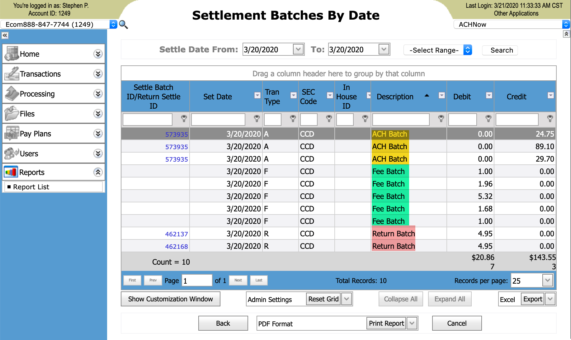 How to Read and Use the Regal ACH Processor Net Settlement Report E