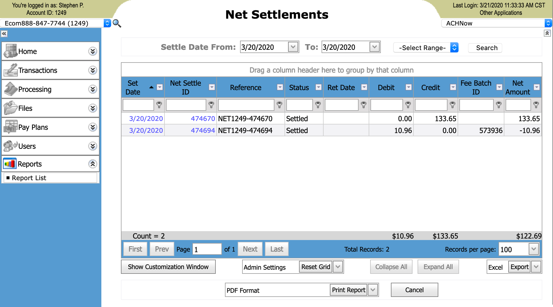 How to Read and Use the Regal ACH Processor Net Settlement Report E